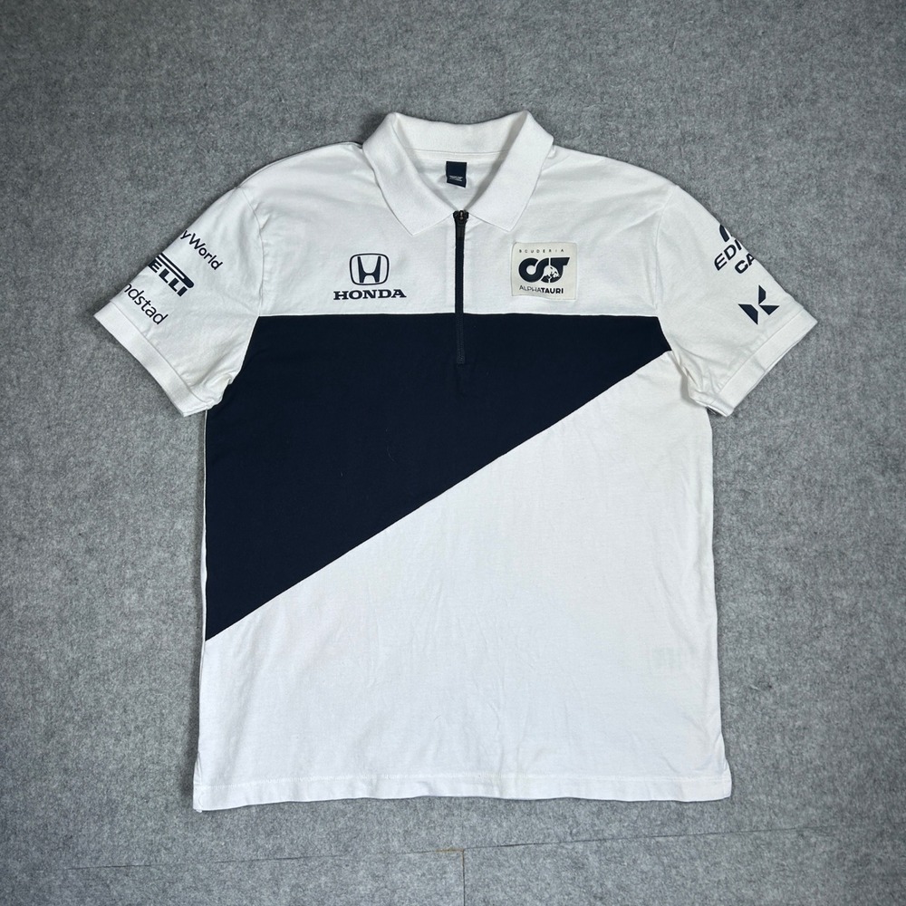 AlphaTauri Polo Shirt‎ Mens L White Honda F1 Racing Team Sportswear SAT21035
